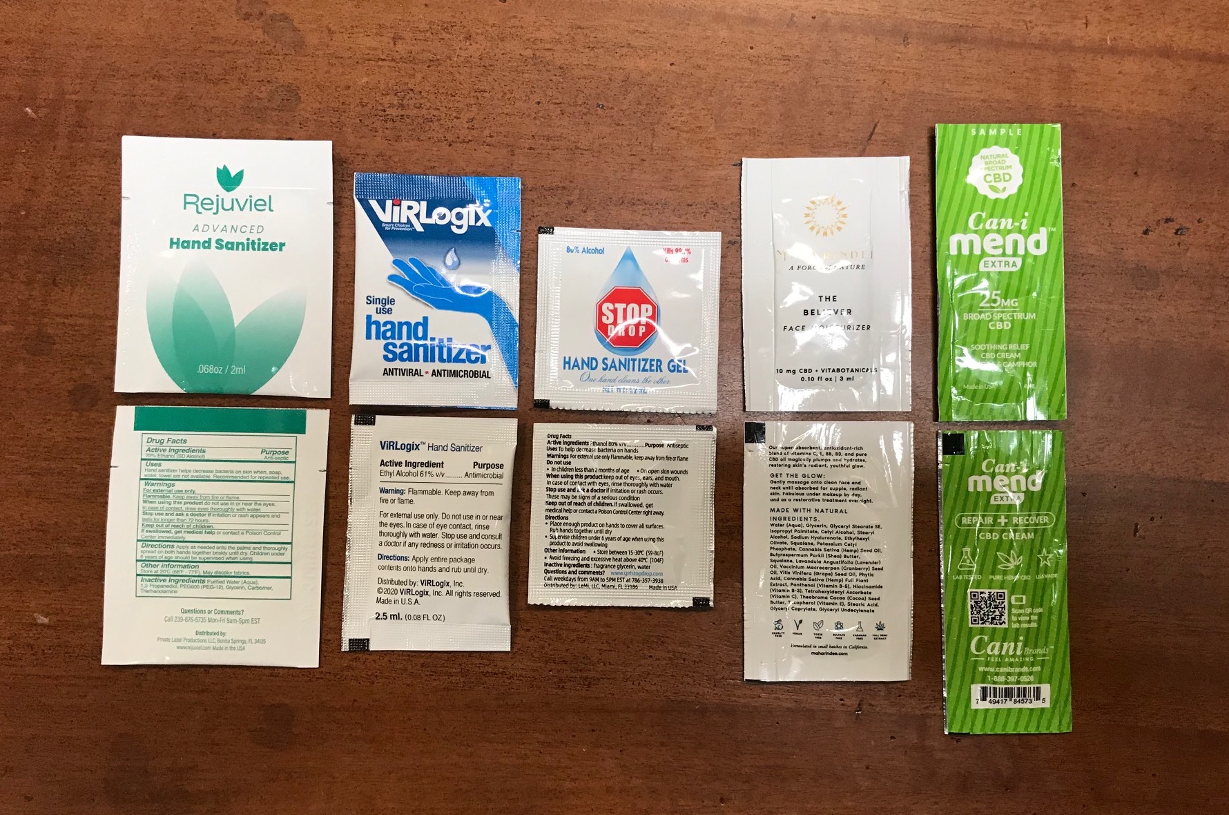Sachet Packets for Single Use Samples of CBD Lotions and Capsules